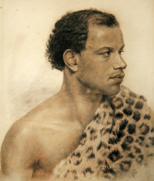 Bir Afrikalı Portresi (kağıt üzerinde renkli tebeşirler) by Arthur George Walker