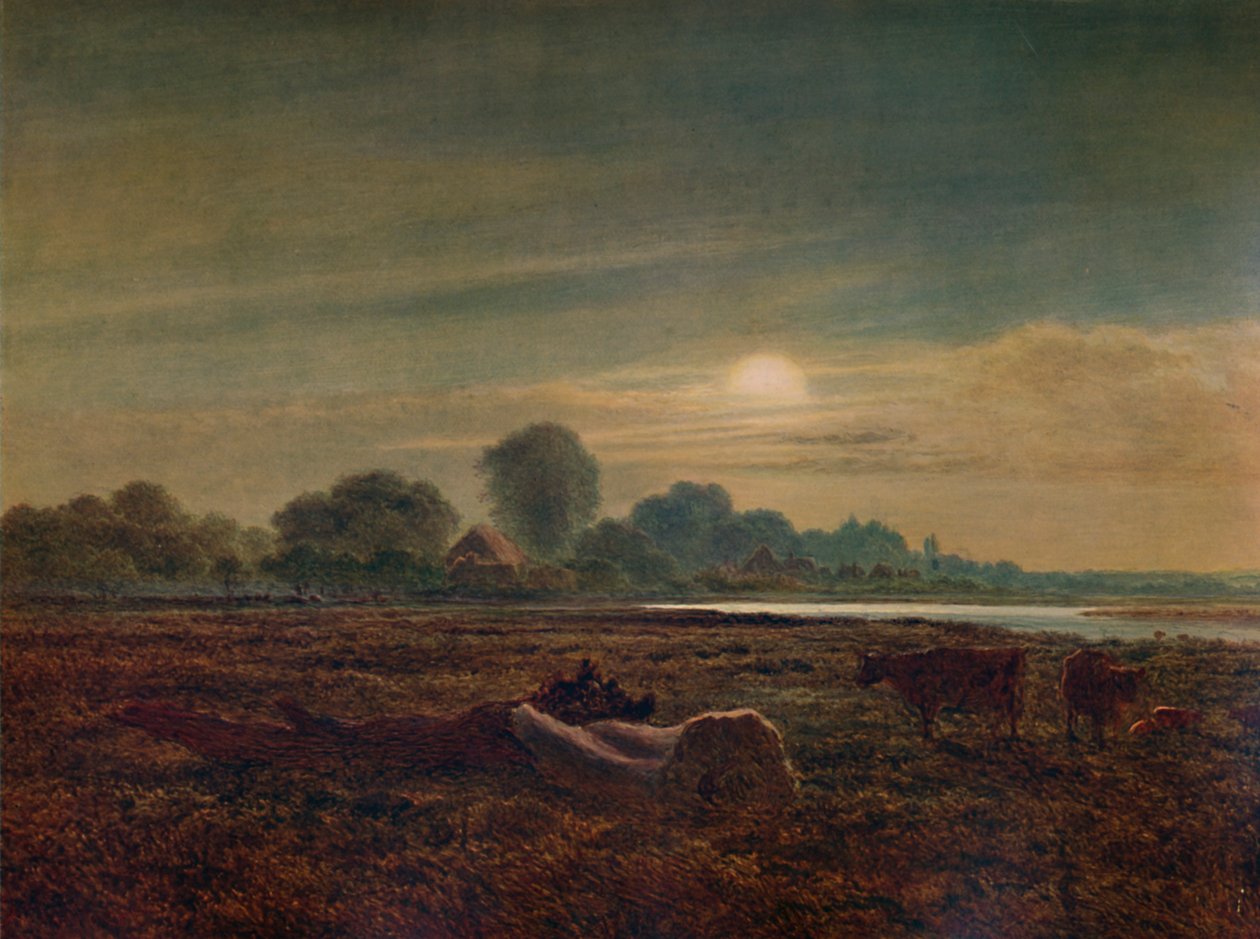 Moonlight ile Nehir Manzarası, Sığır ile, 1879, 1935 by Arthur Gilbert