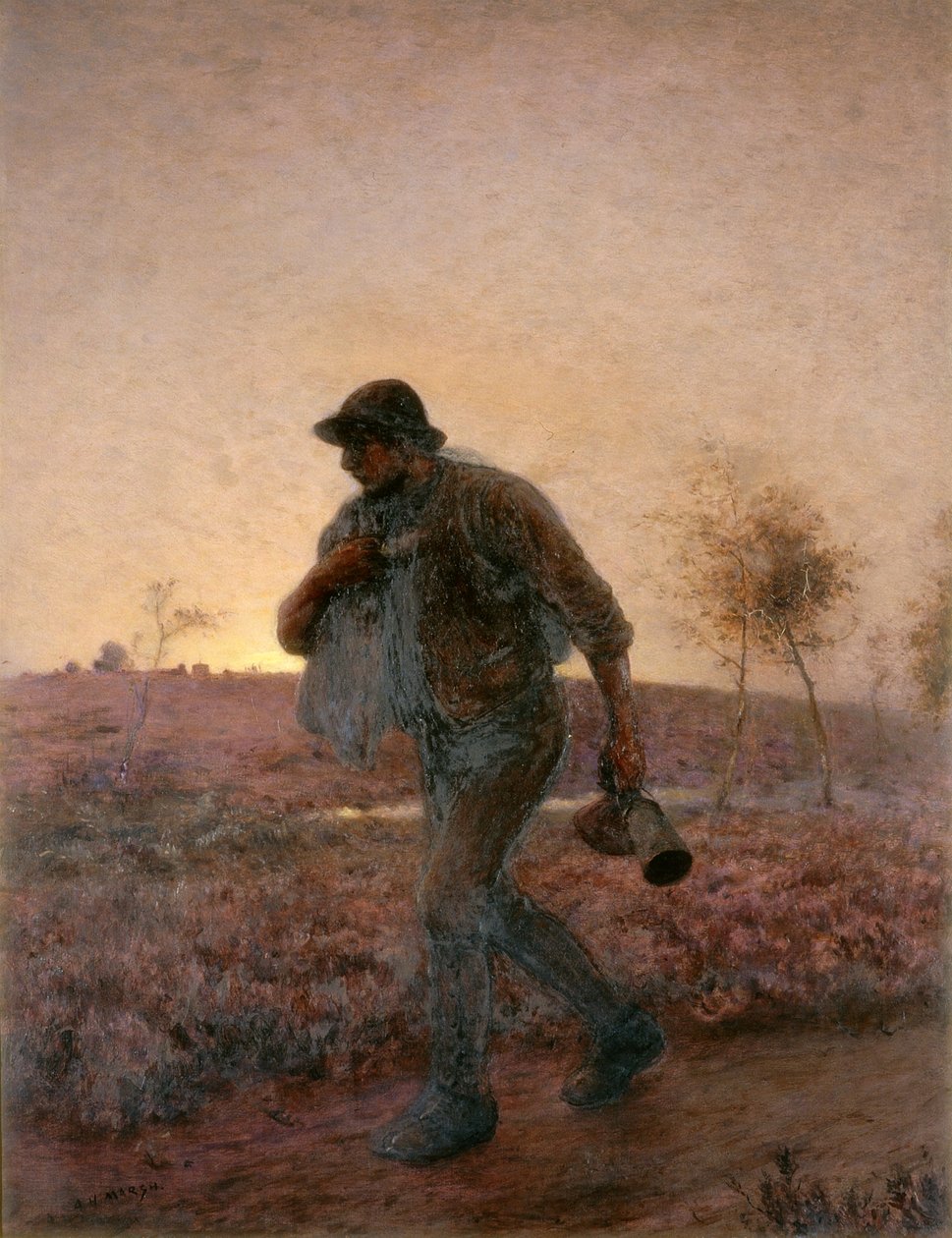 Plowman Homeward Yorgun Yolunu Sürüyor by Arthur Hardwick Marsh