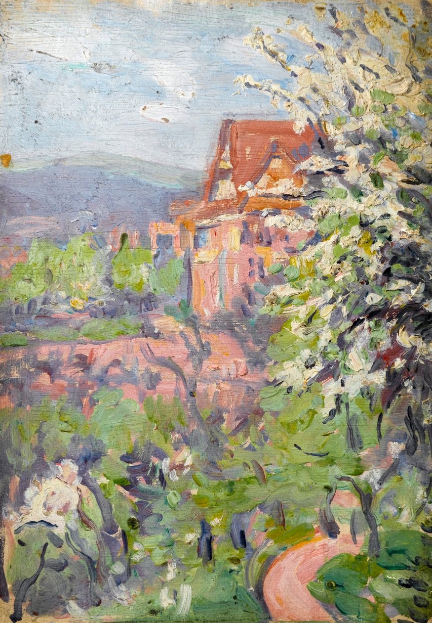 Ön Planda Bahar Çiçeği Ağacı Olan Ev by Arthur Haythorne Studd