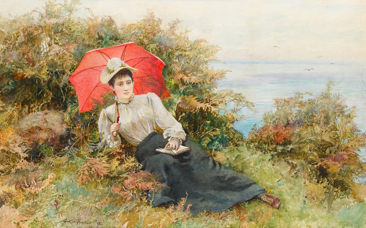 Cliff Path Tarafından Sessiz Bir Okuma (kağıt üzerinde wc) by Arthur Hopkins