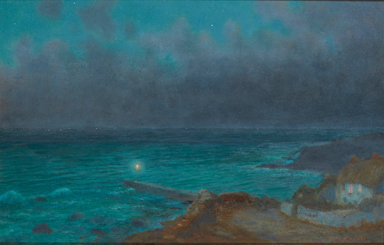 A Safe Haven, Cornwall (gemide petrol) by Arthur Hughes