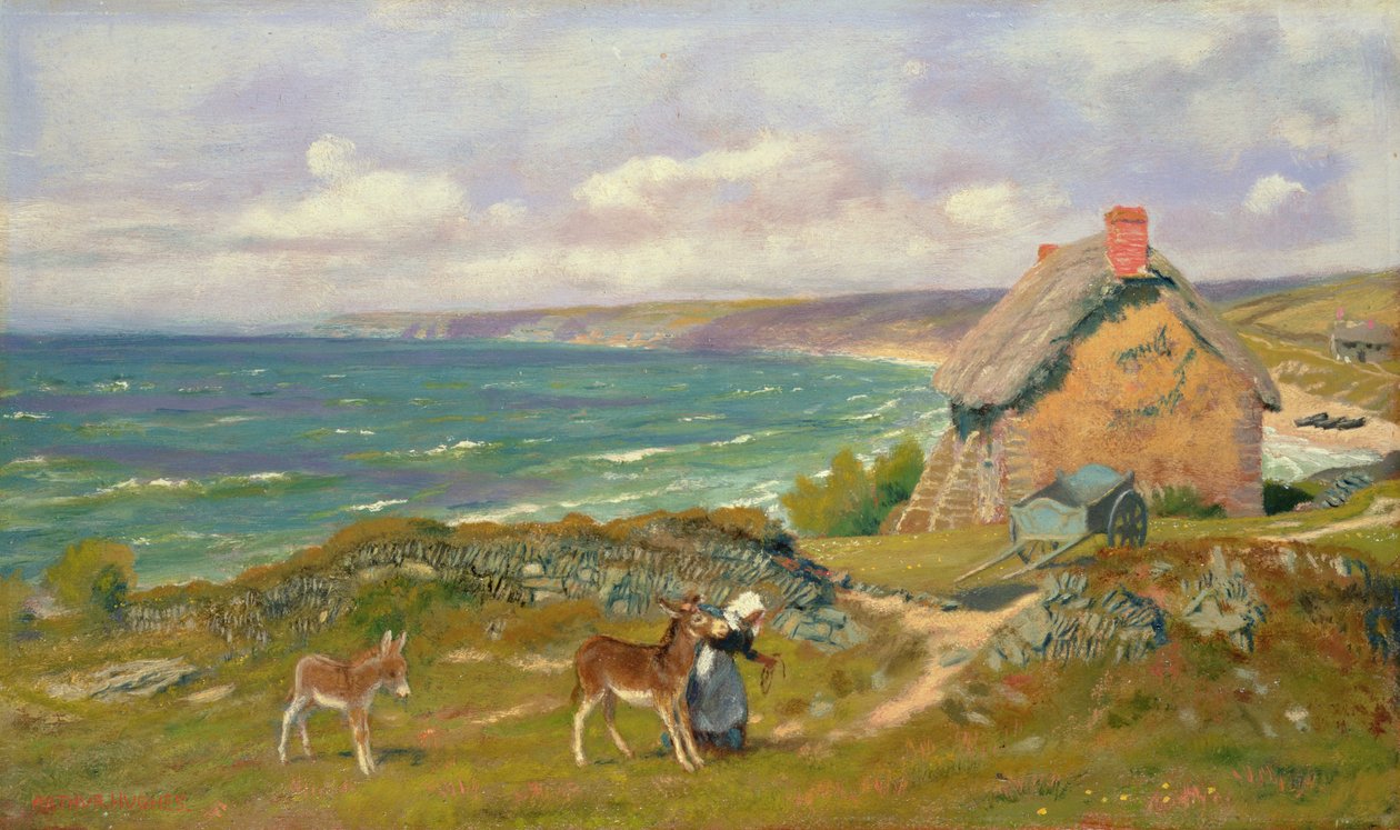Bir Batı Ülkesi Sahil Manzarası by Arthur Hughes