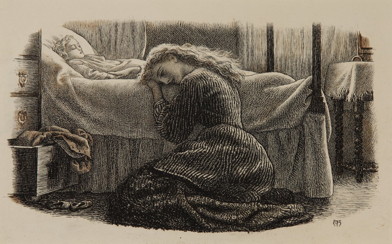 En Küçük Çocuğun Ölümü, 1865 dolayları (kağıt üzerine mürekkep) by Arthur Hughes
