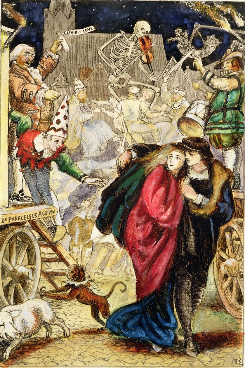 Vanity Fair, c.1872 (gemide siyah mürekkep ve sulu boya) by Arthur Hughes