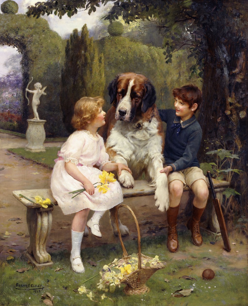 St. Bernard'lı çocuklar by Arthur John Elsley
