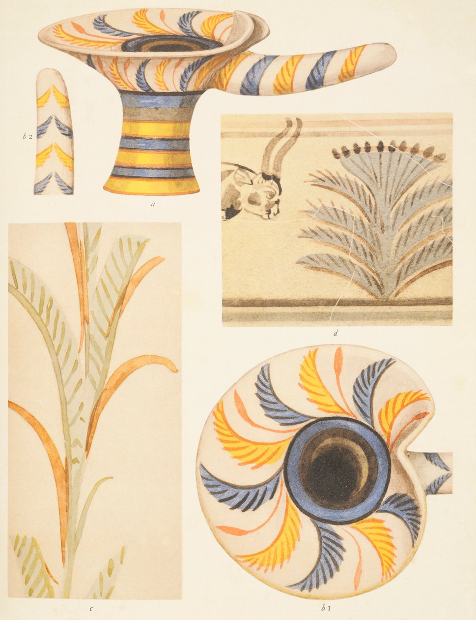 Knossos'tan çanak çömlek süslemelerinin detayı by Arthur John Evans