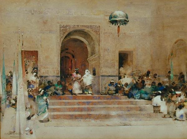 Kral Cophetua ve Dilenci Hizmetçi (kağıt üzerine suluboya) by Arthur Melville