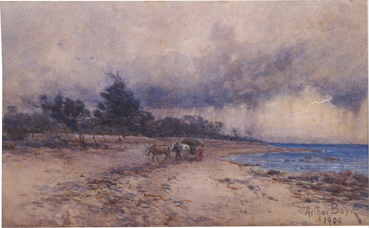 isimsiz (fırtınadan önce deniz yosunu toplamak, Sandringham sahili) by Arthur Merric Boyd