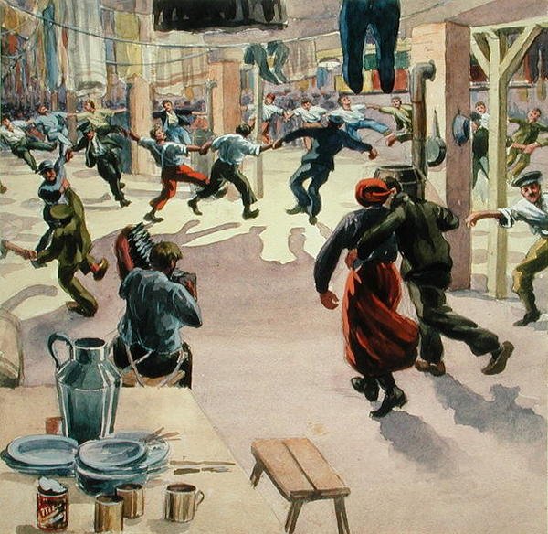 Giessen Kampında Noel Arifesi, 1916 dolayları (kağıt üzerine suluboya) by Arthur Nantel
