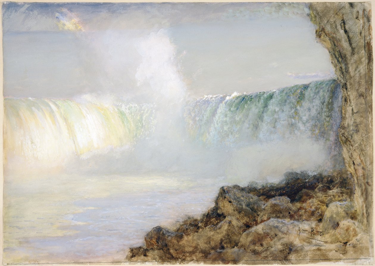 Niagara Şelalesi (wc ragboard üzerine monte edilmiş kağıt üzerinde) by Arthur Parton