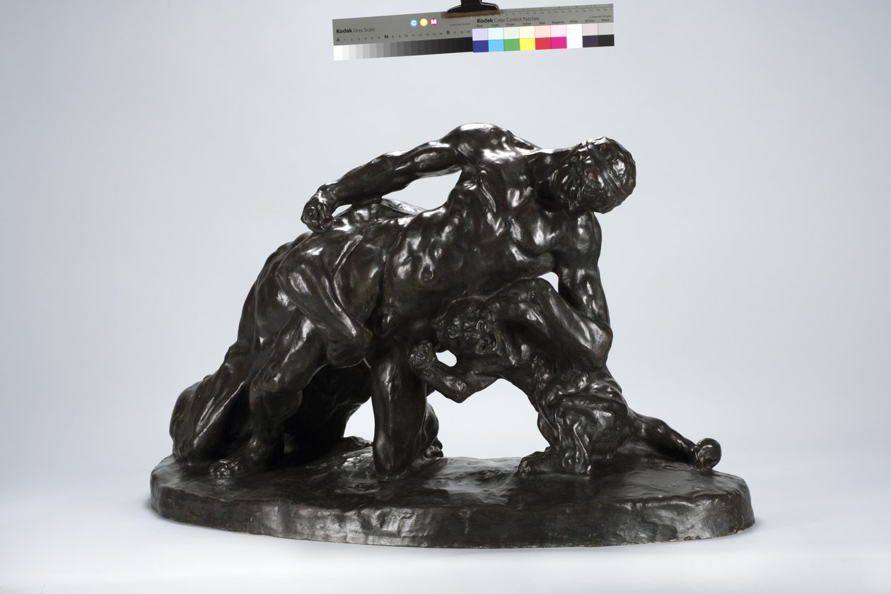 Lioness Cub ile Savaşta Kilitlenen Adam (bronz) by Arthur Putnam