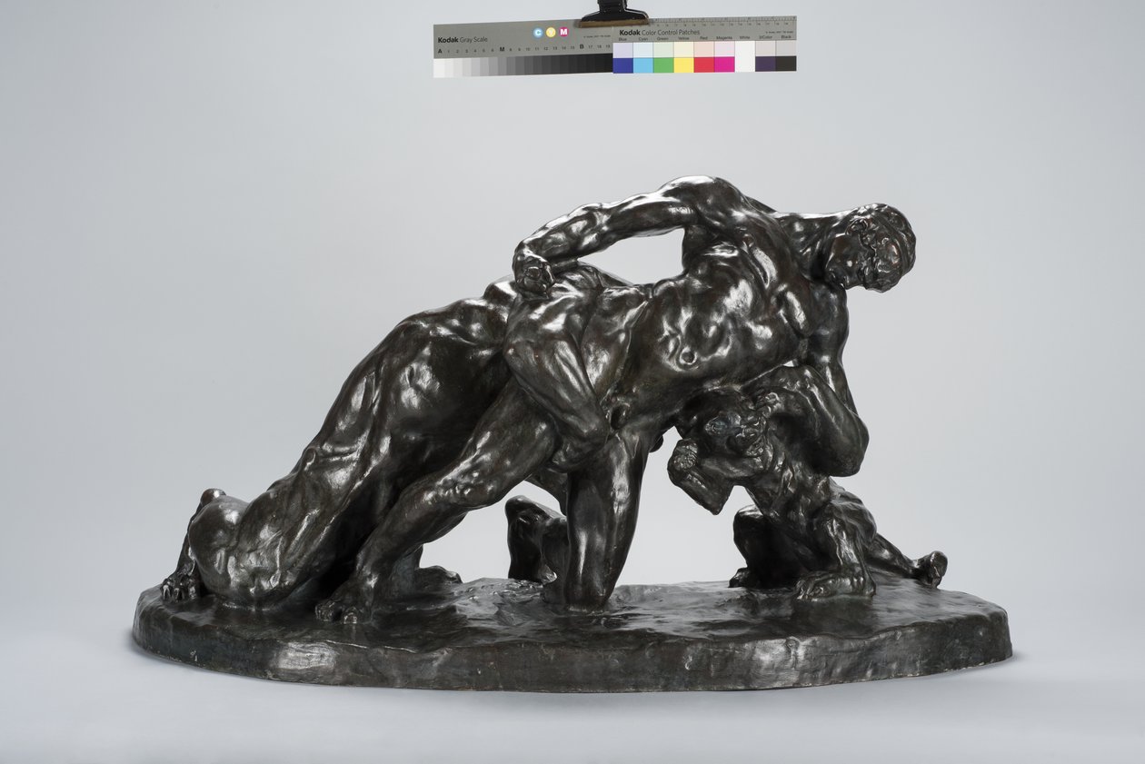 Lioness Cub ile Savaşta Kilitlenen Adam (bronz) by Arthur Putnam