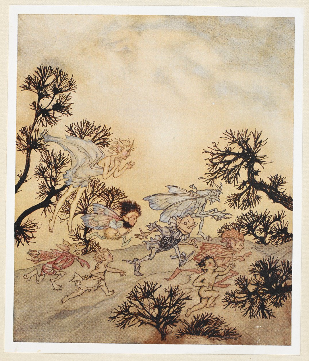 PERDE IV: Sahne I, satır 259 Git goblinlerime şarj et, eklemlerini kuru kasılmalarla ezsinler by Arthur Rackham