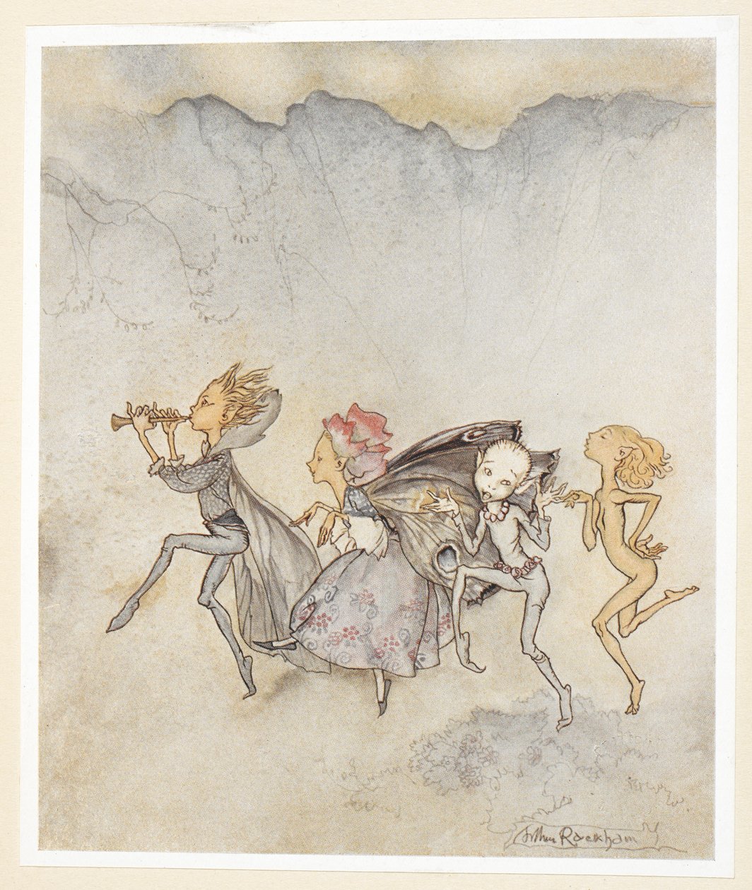 PERDE IV: Sahne I, satır 46 Her biri ayak parmağına takılıp, Paspas ve biçmekle burada olacak. periler. by Arthur Rackham