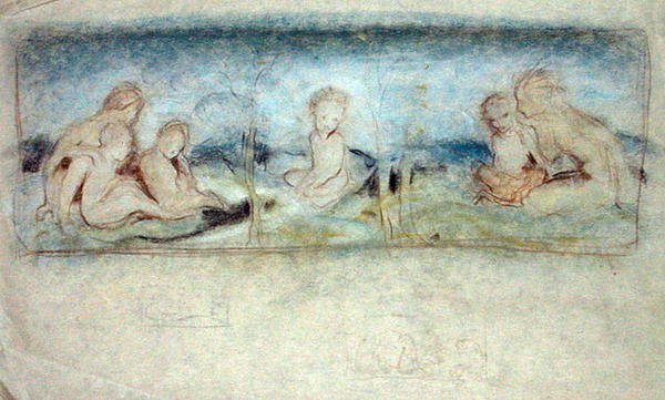 Periler Arasında Bir Çocuk Yağlıboya Resim Çalışması (kağıt üzerinde pastel) by Arthur Rackham