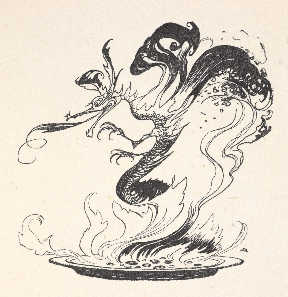 Yanan para tabağından çıkan bir ejderha by Arthur Rackham