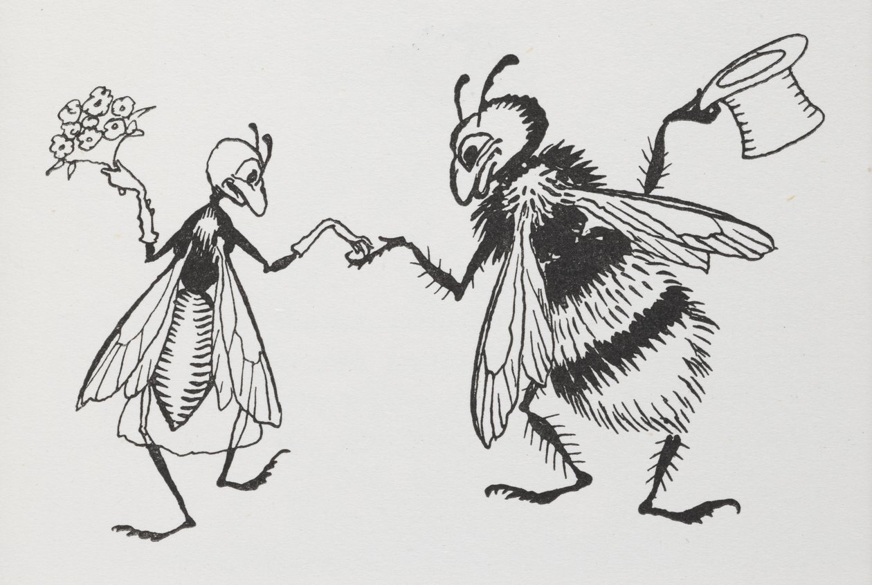 Sinek ve arı evleniyor. by Arthur Rackham