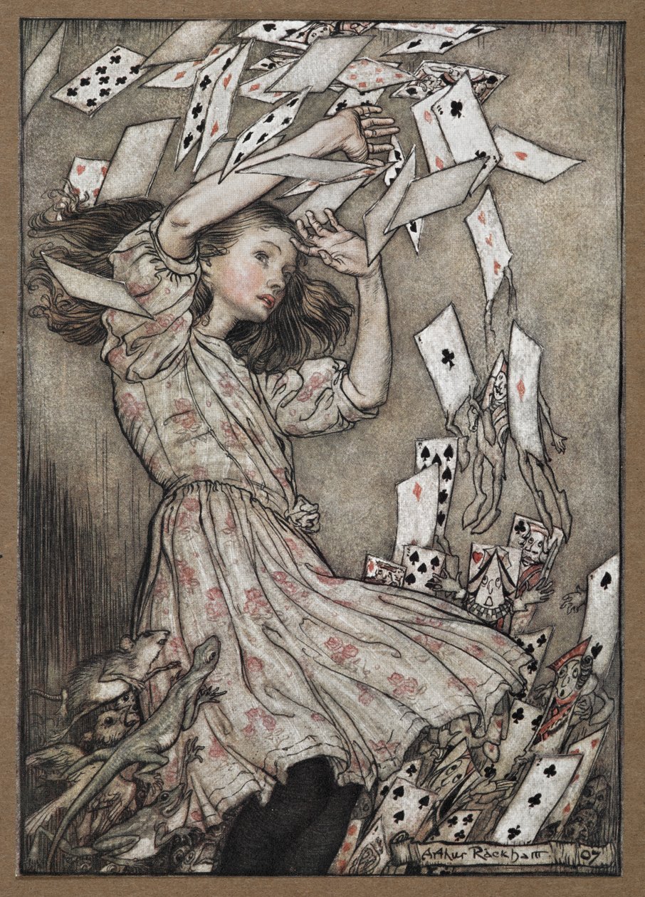 Alice ve düşen kart destesi by Arthur Rackham