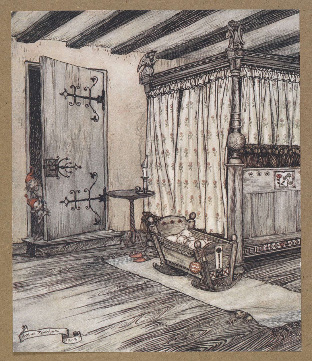 Neredeyse peri zamanı'. Bir Yaz Gecesi Rüyası'ndan bir sahne. by Arthur Rackham