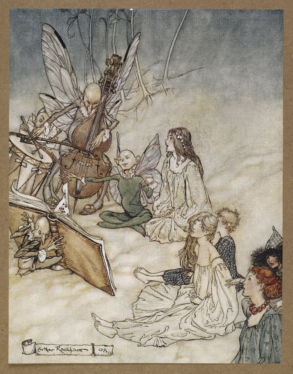 Ve bir peri şarkısı'. Bir Yaz Gecesi Rüyası'ndan bir sahne. by Arthur Rackham