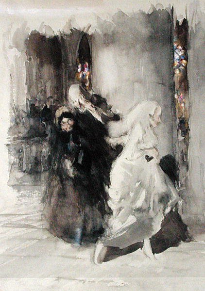 Düğünde (kağıt üzerine sulu boya) by Arthur Rackham