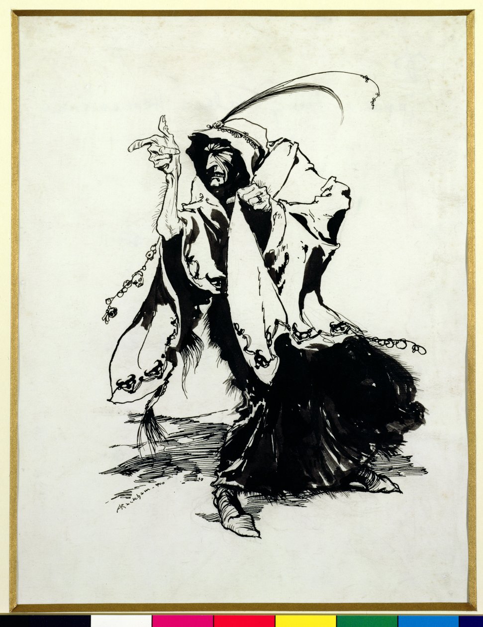 Briar Rose - On Üçüncü Peri, Grimm Kardeşlerin Masallarından bir çizim, Bayan Edgar Lucas tarafından çevrildi, 1900 yayınlandı (kalem ve mürekkep ve kağıt üzerinde tek renkli wc) by Arthur Rackham