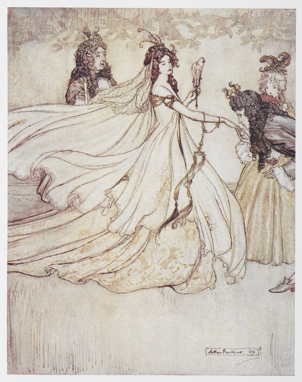 Balo elbiseli Külkedisi (Ashenputtel). by Arthur Rackham