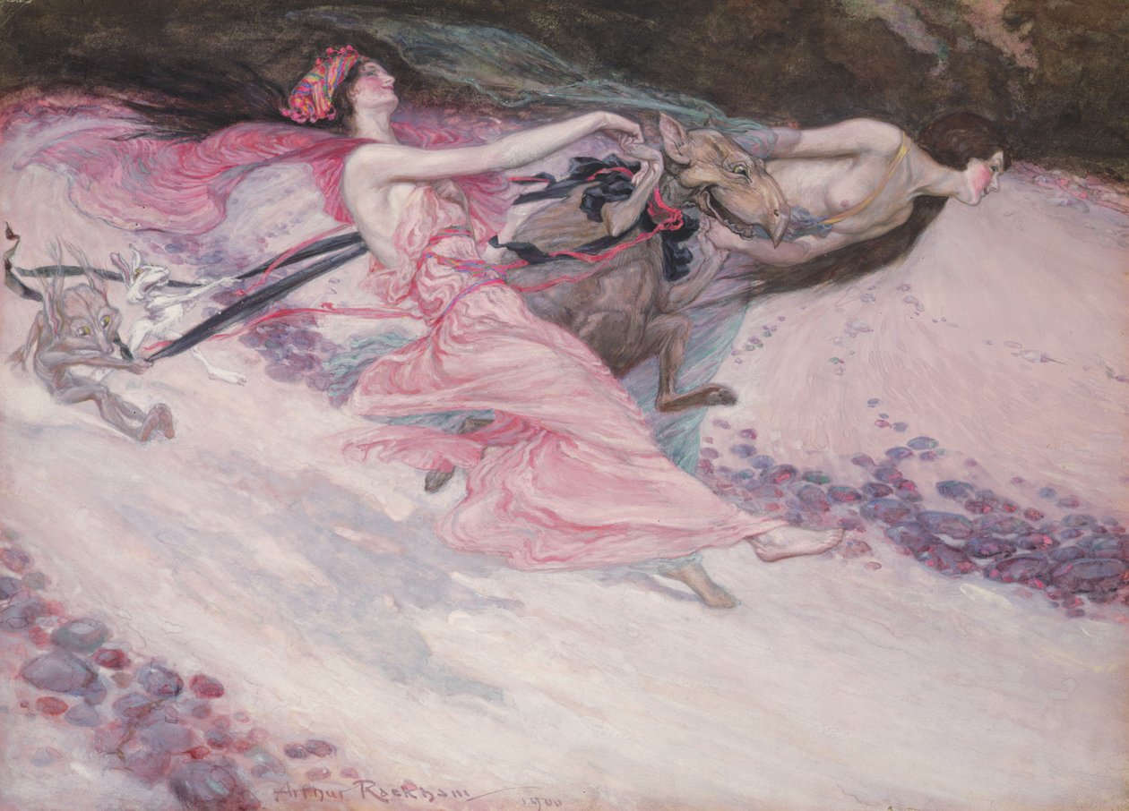 Elfin Revellers, 1900 (panelde wc ve guaj) by Arthur Rackham