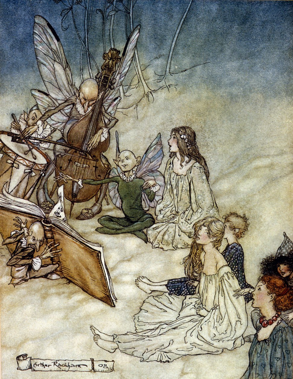 Arthur RACKHAM (1867-1939) tarafından William SHAKESPEARE tarafından yazılan The Dream of a Summer Night için Müzik Çalan Elfler by Arthur Rackham