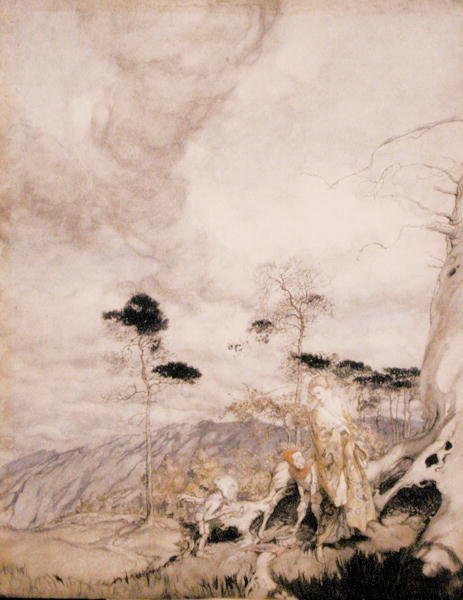 Peri Yumurtası Satıcıları (kağıt üzerine kalem ve mürekkeple sulu boya) by Arthur Rackham