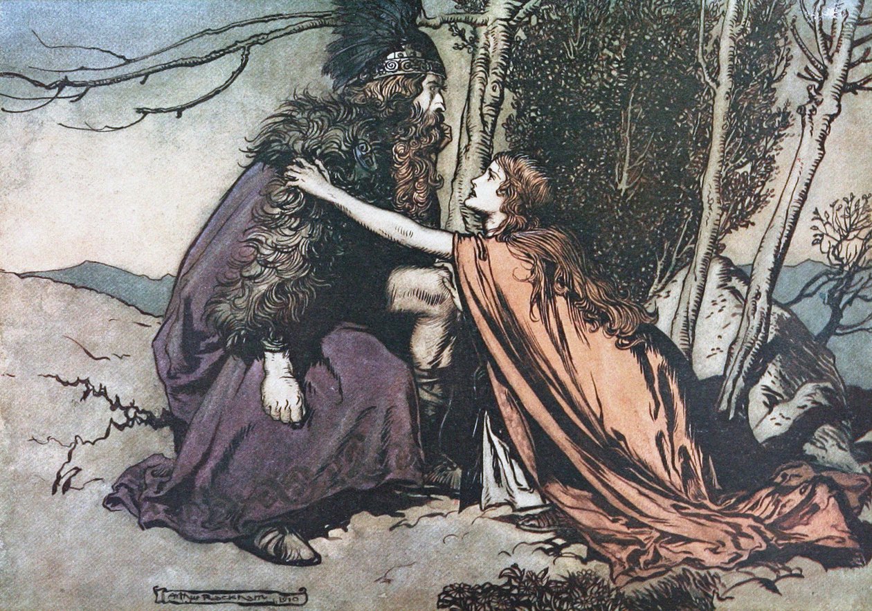 Baba! Baba! Bana neyin rahatsız olduğunu söyle Richard tarafından The Rhinegold ve The Valkyrie için İllüstrasyon by Arthur Rackham