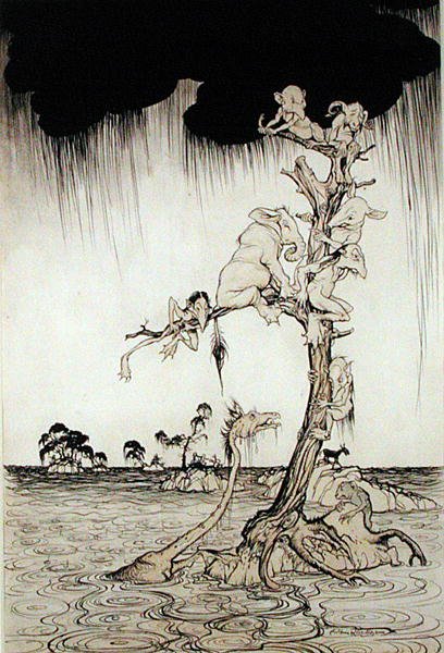 Sel (kağıt üzerine kalem, mürekkep ve sulu boya) by Arthur Rackham
