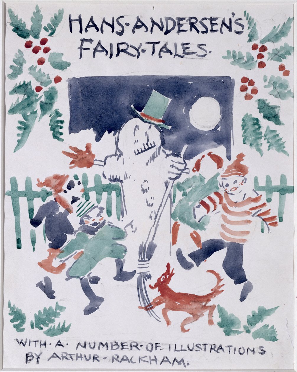 Hans Andersens Masalları için ön kapak çizimi (kağıt üzerinde wc) by Arthur Rackham