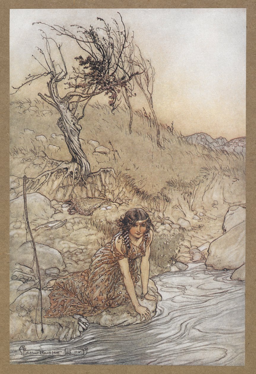 Hermia'. Bir Yaz Gecesi Rüyası'ndan bir sahne. by Arthur Rackham