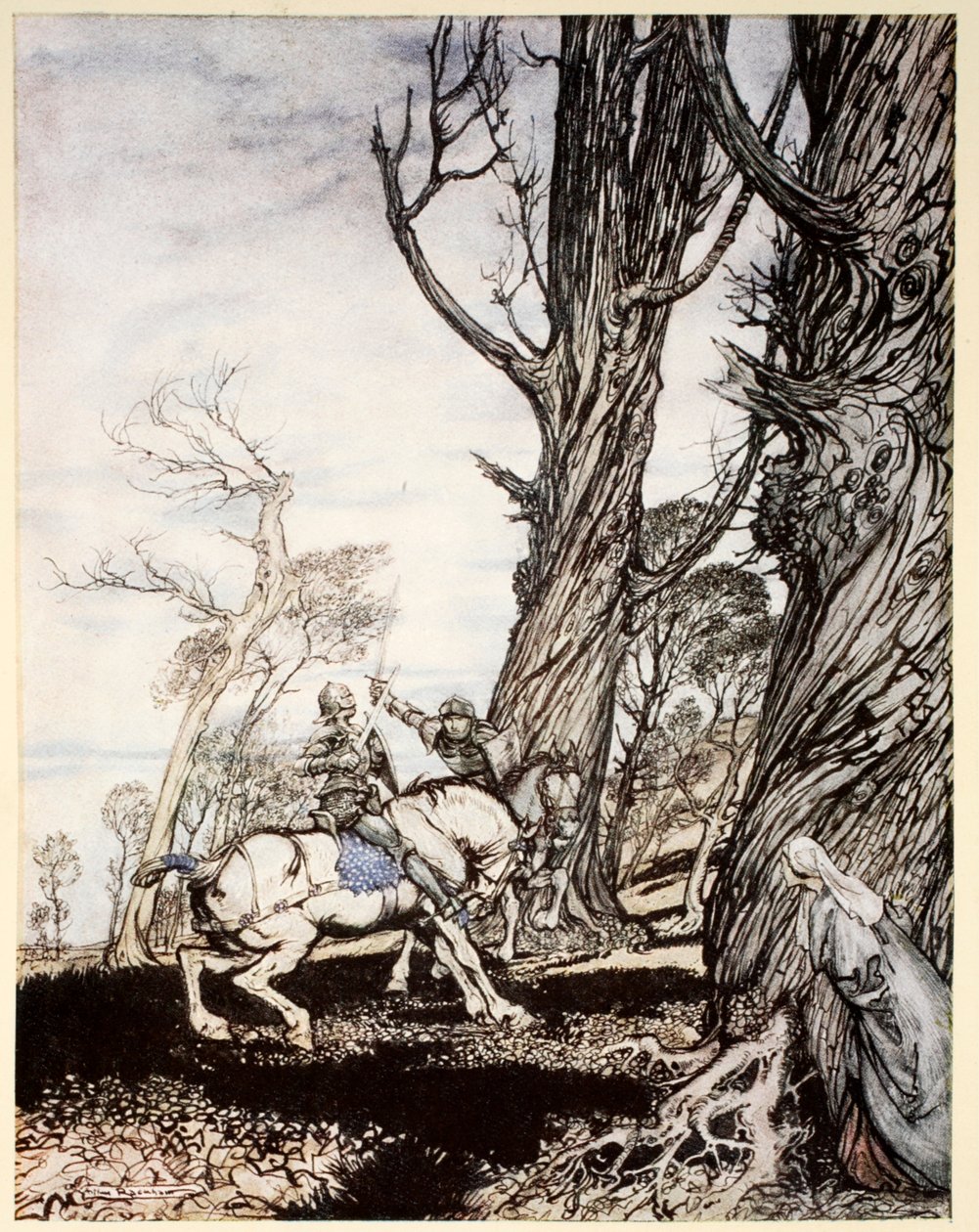 Sir Launcelot, leydileri, hanımları ve beyefendi kadınları üzen şövalye Sir Peris de Forest Savage