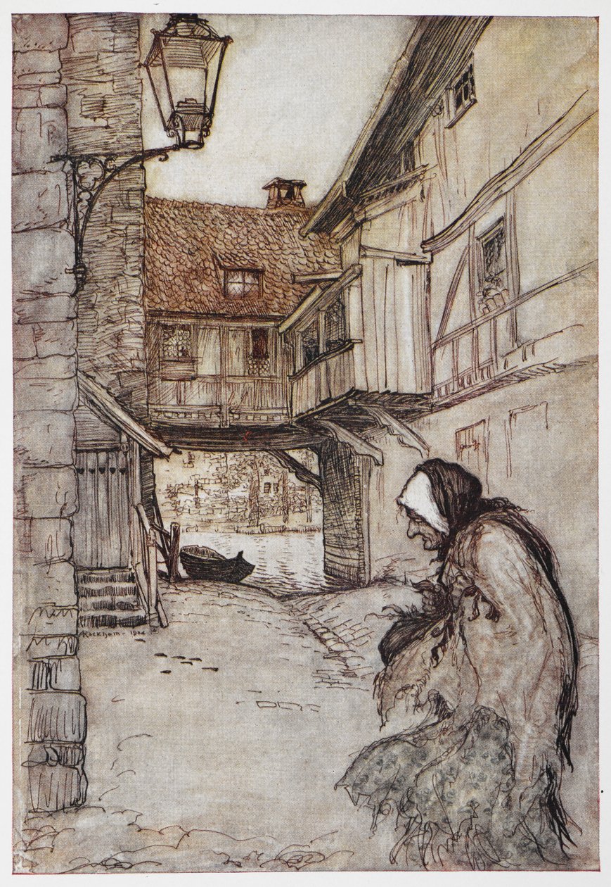 Saman, kömür ve Fasulye'den İllüstrasyon. by Arthur Rackham