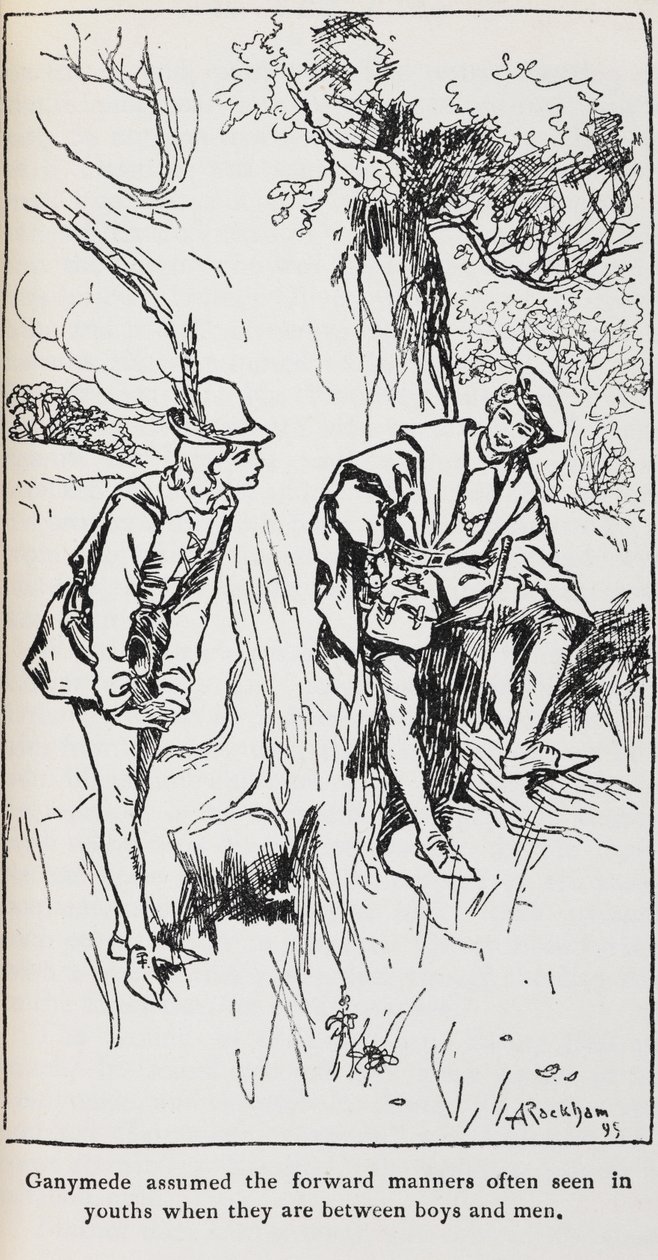 As You Like It'ten Ganymede'in çizimi. by Arthur Rackham