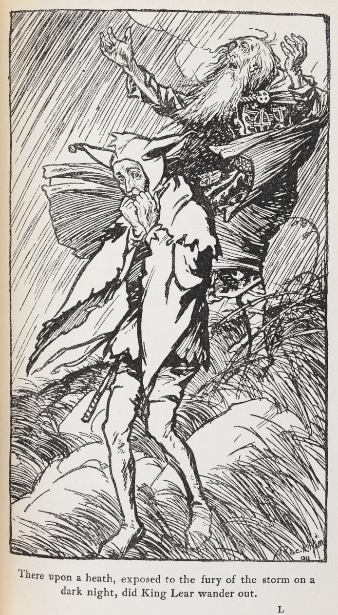 Kral Lear'ın çizimi. by Arthur Rackham