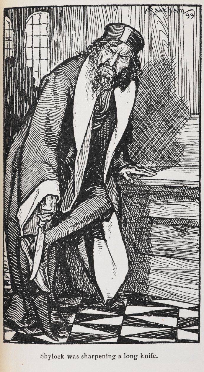Venedik Taciri'nden Shylock'un İllüstrasyonu by Arthur Rackham