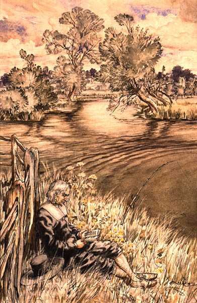Izaak Walton Bir Çite Karşı Yatıyor, Izaak Walton
