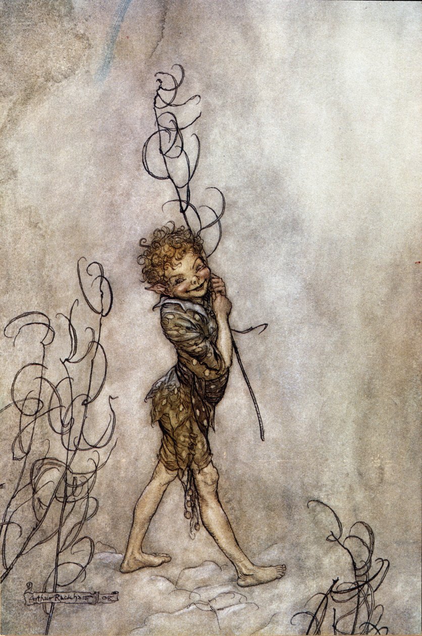Oyunun disk karakteri. William SHAKESPEARE tarafından Bir Yaz Gecesi Rüyası için İllüstrasyon by Arthur Rackham