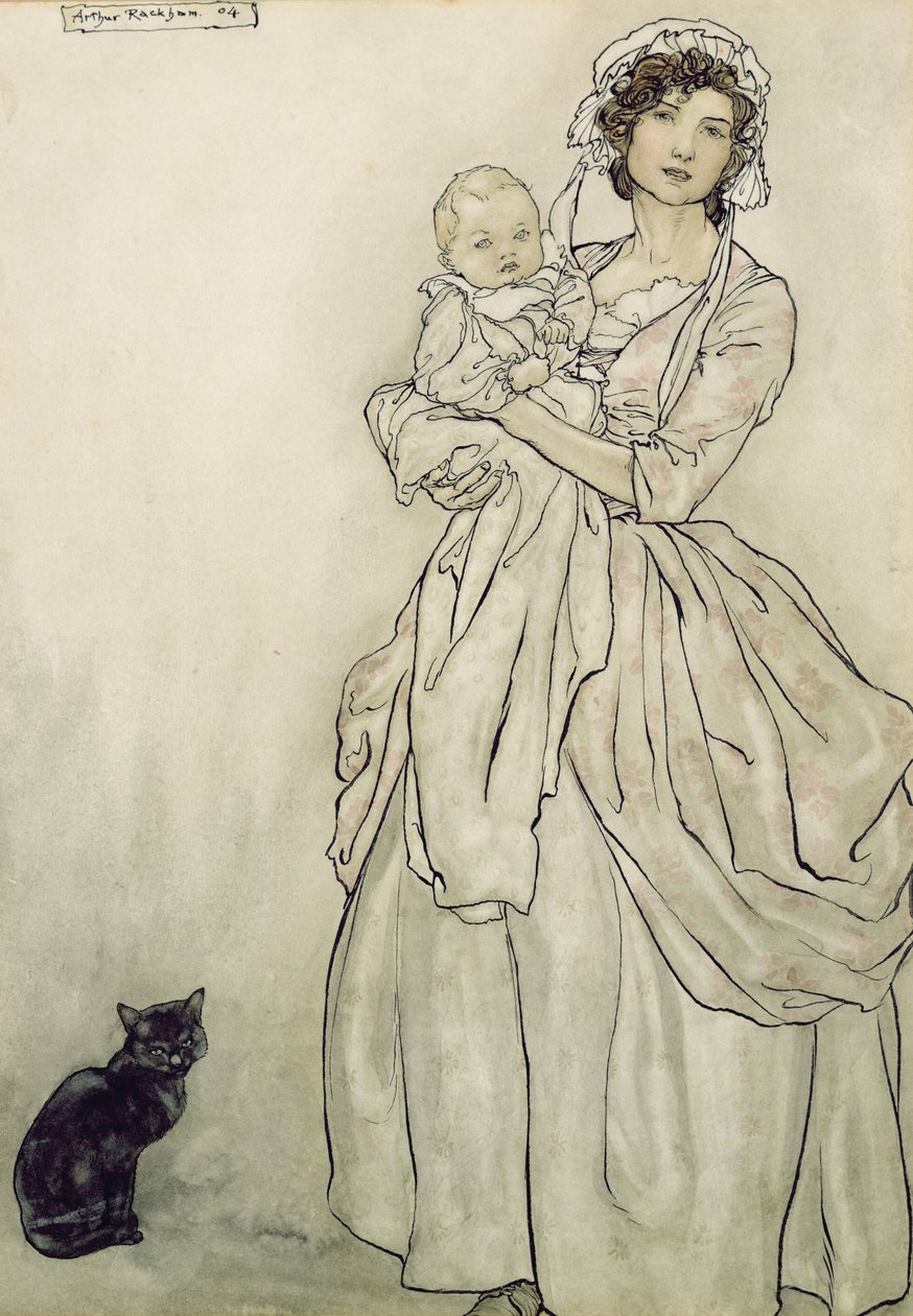 Rips kızı ve torunu, 1904 (kağıt üzerinde kalem ve mürekkeple tuvalet) by Arthur Rackham