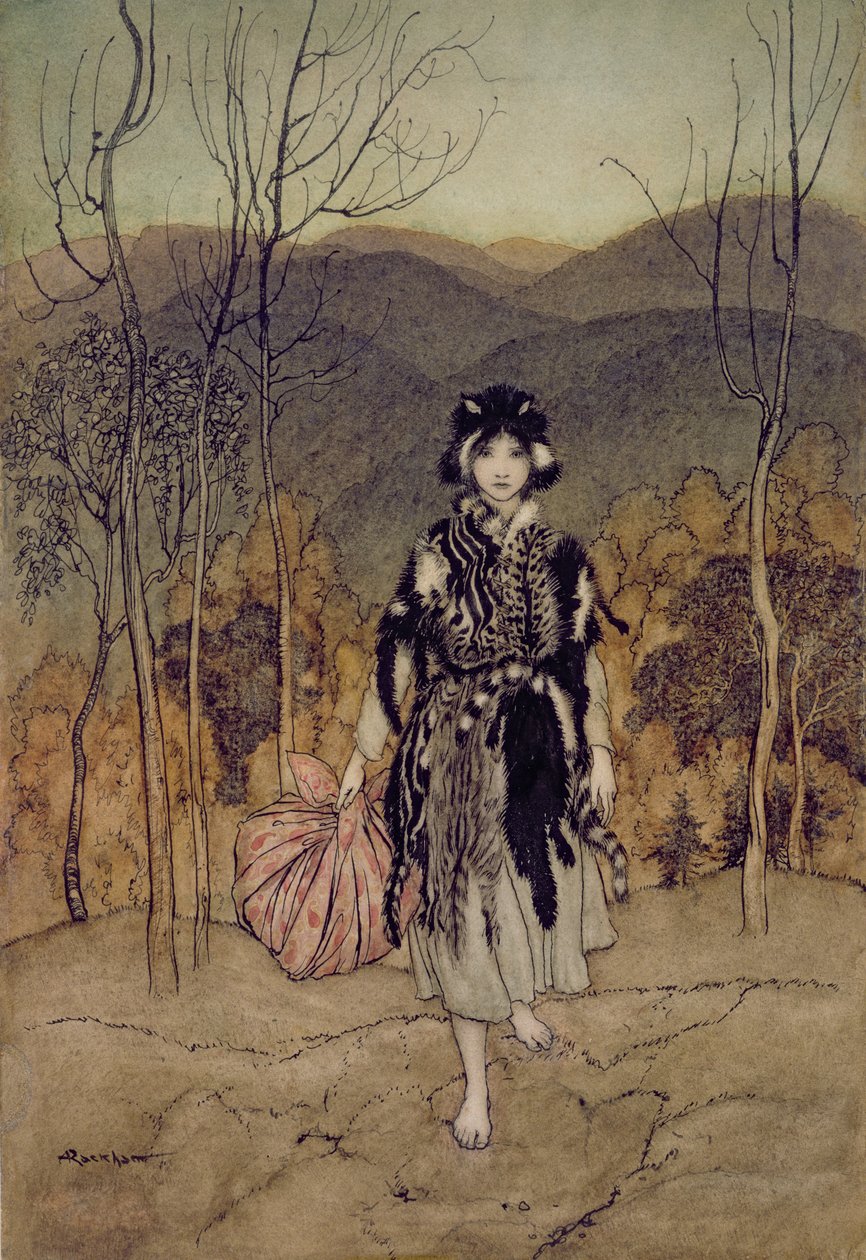 F.A Steel, 1918 (kalem ve mürekkep, wc) tarafından yeniden anlatılan İngiliz Peri Masallarından bir çizim by Arthur Rackham