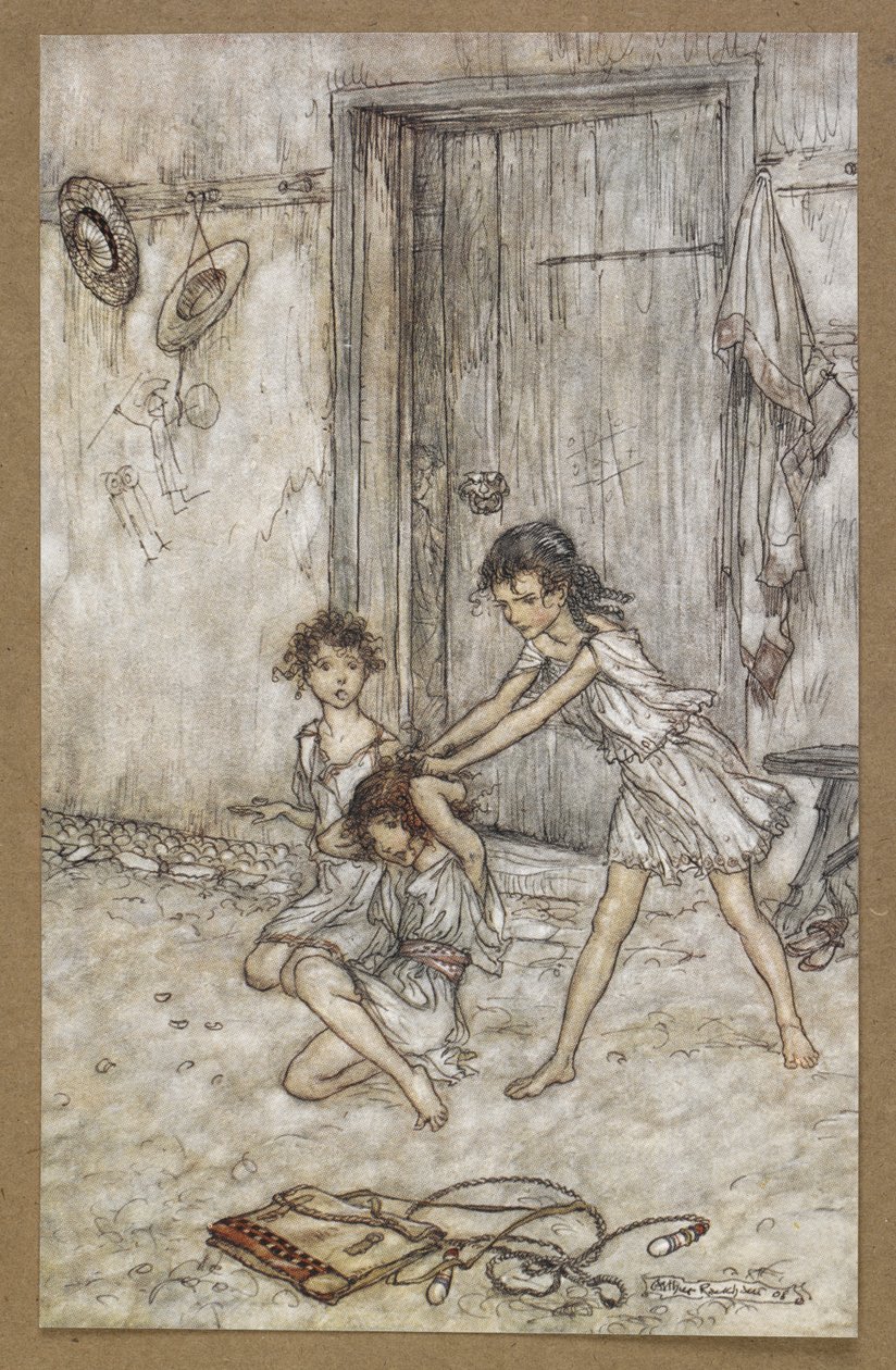 Okula gittiğinde bir cadalozdu'. Bir Yaz Gecesi Rüyası'ndan bir sahne. by Arthur Rackham