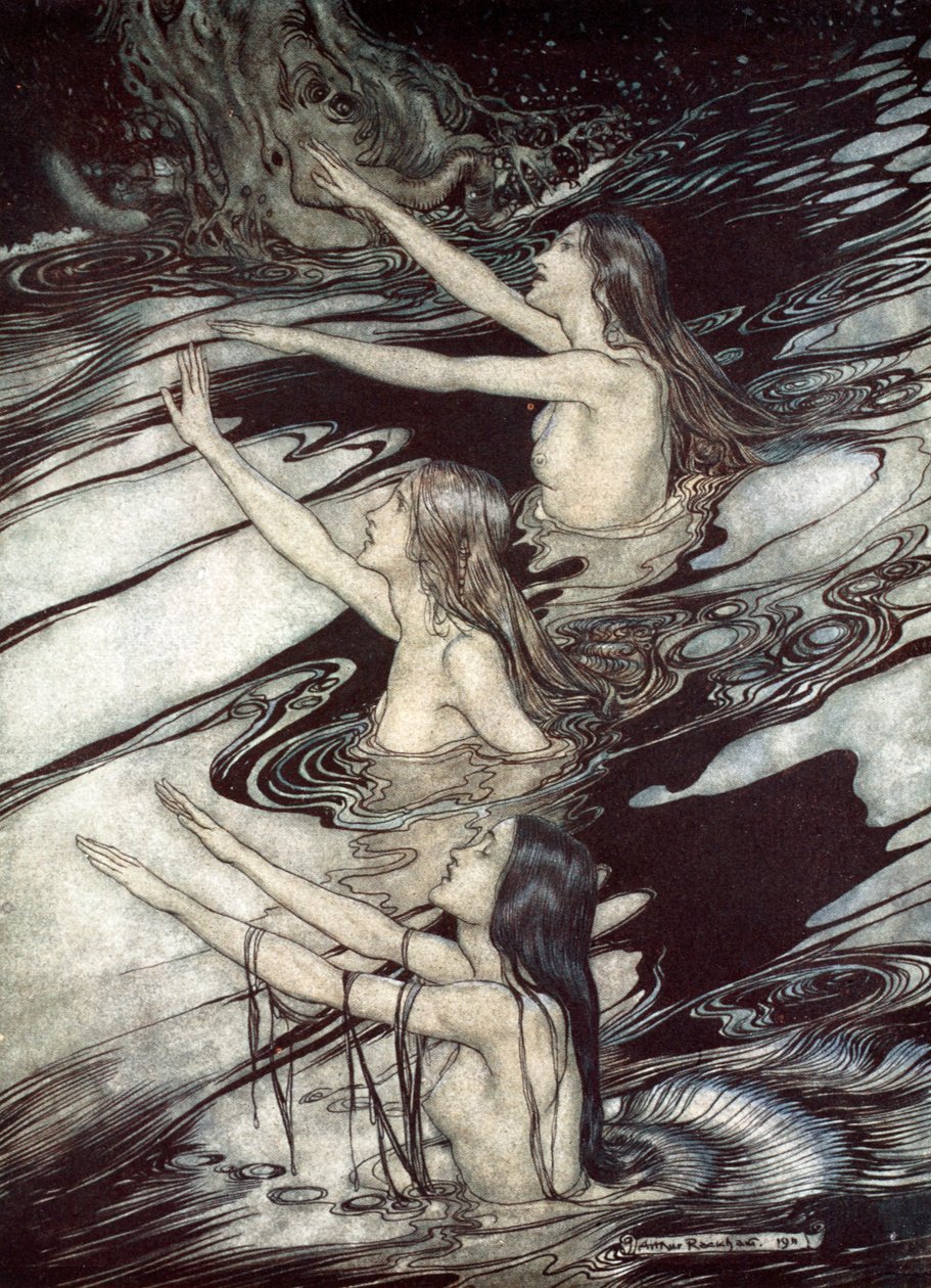 'Siegfried! Siegfried! Uyarımız doğrudur: kaçın, ey lanetten kaçın!', 1924. by Arthur Rackham