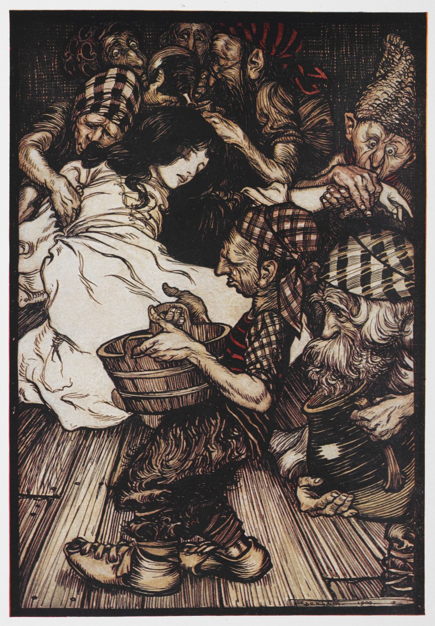Yedi Cüceler ile Pamuk Prenses. by Arthur Rackham