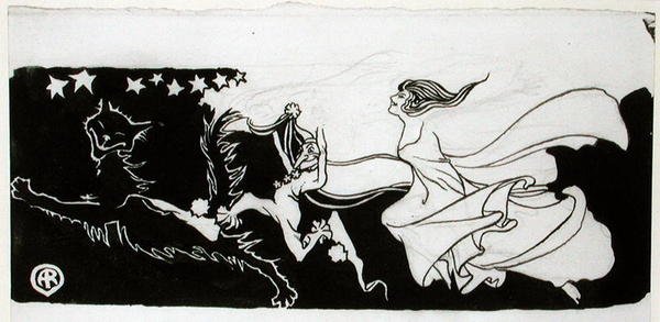 Starlight Frolics (kağıt üzerinde kalem ve mürekkep) by Arthur Rackham