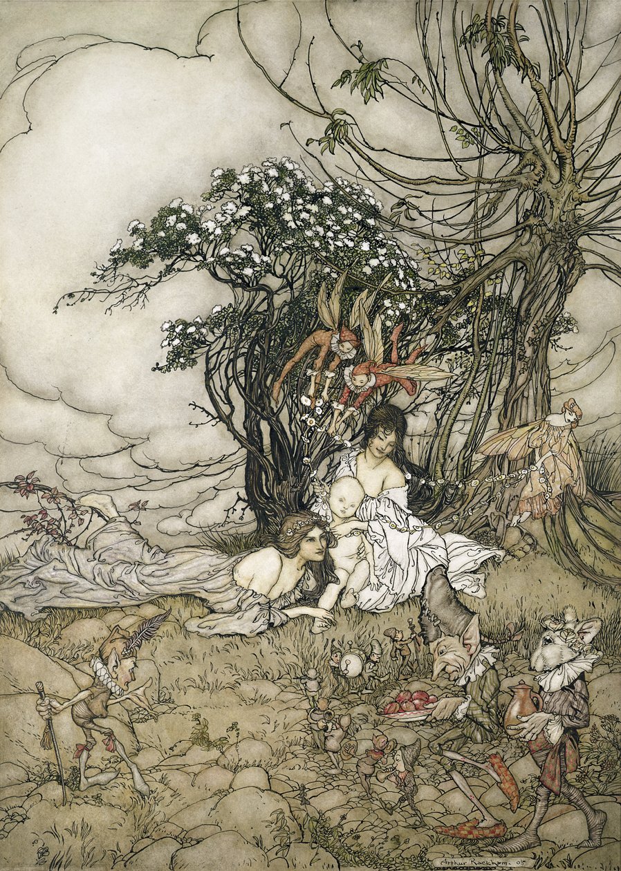 The Changeling, 1905 (kağıt üzerinde wc & kalem ve mürekkep) by Arthur Rackham