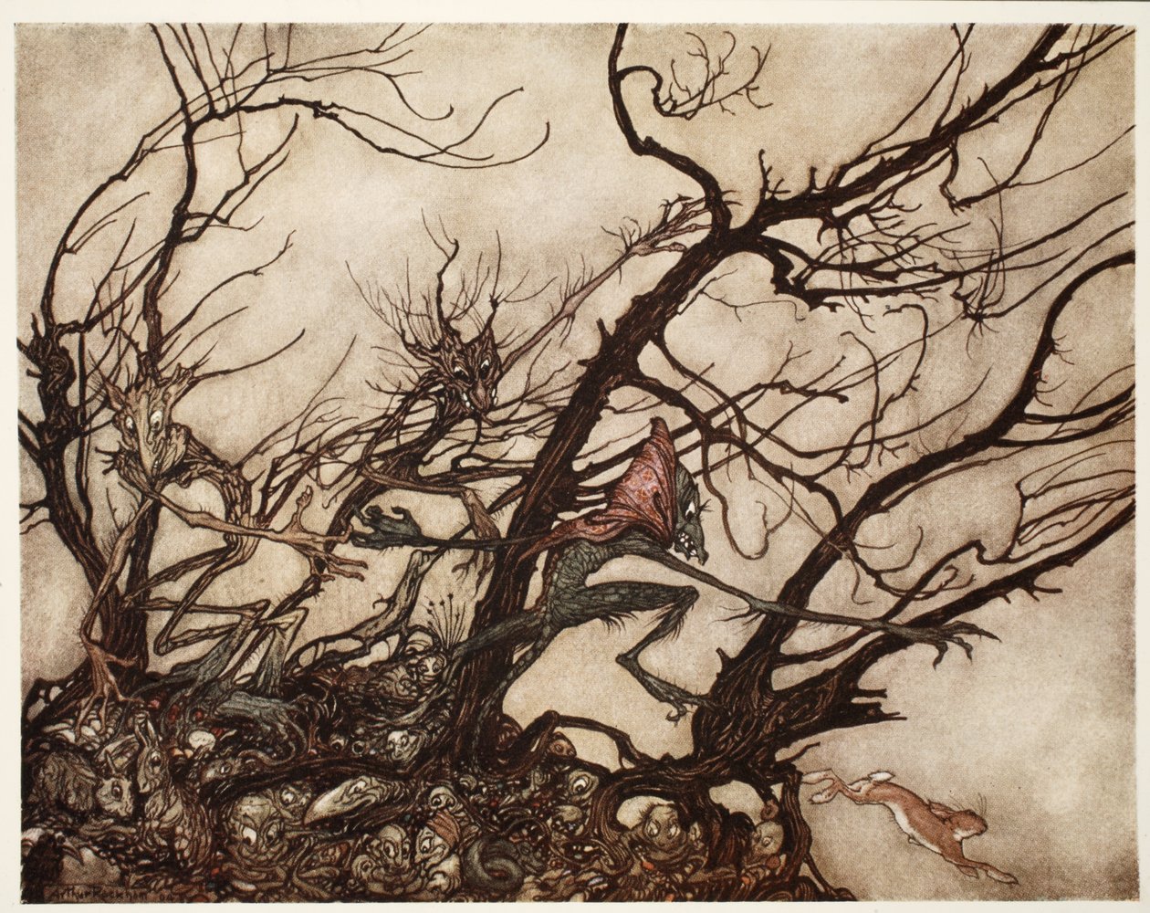 Kızılderililer onları ruhların meskeni olarak görüyorlardı, Rip Van Winkle, Washington Irving, pub. 1910 by Arthur Rackham